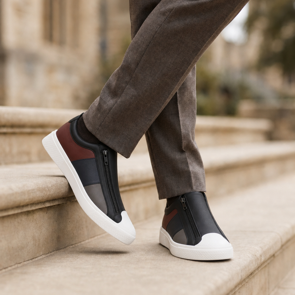 Alassio Leather Zip Sneakers