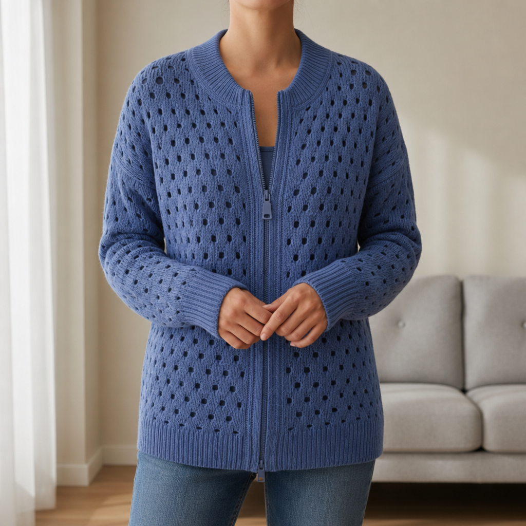 Modica Hollow Knit Zip Cardigan