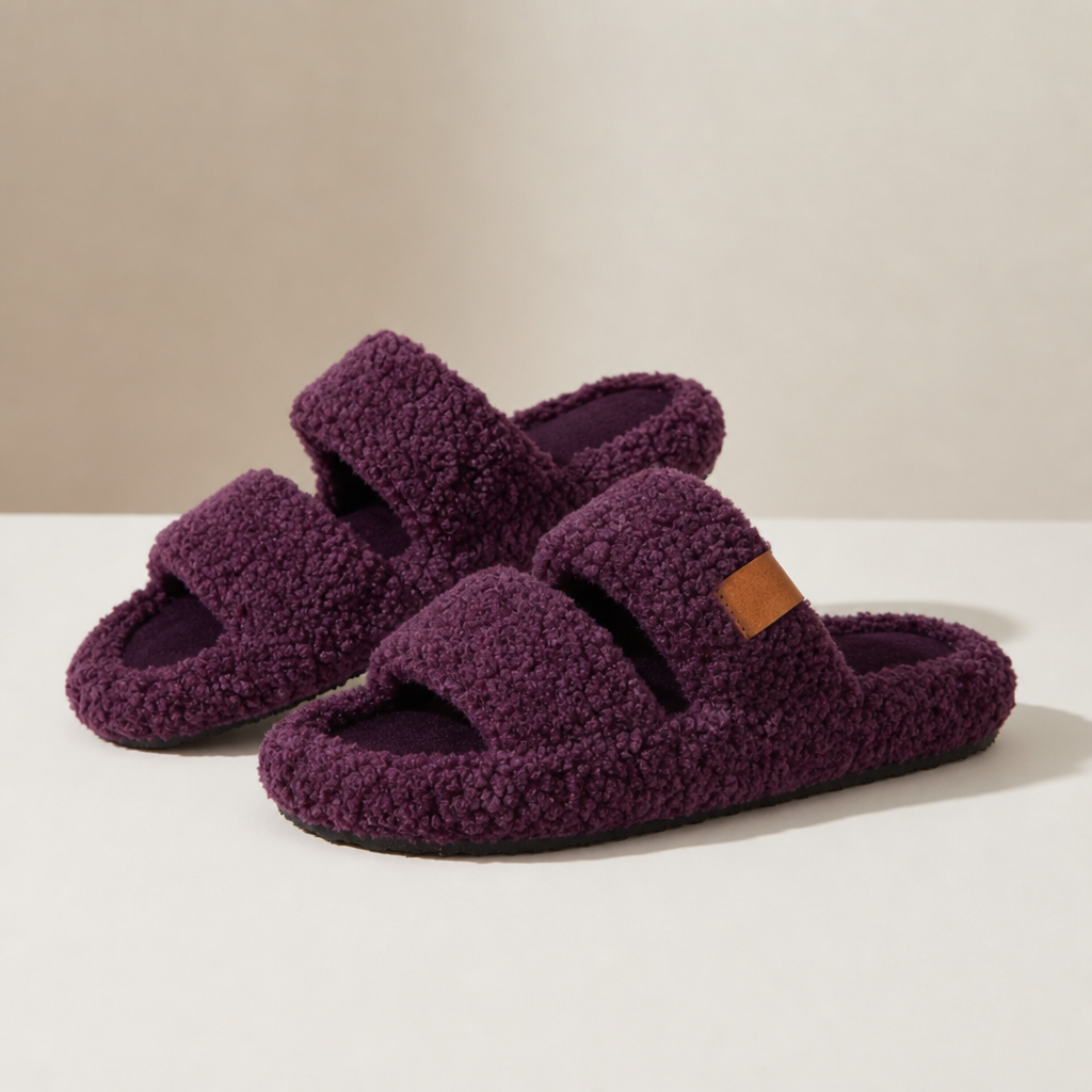 Amarante Sherpa Open-Toe Slippers