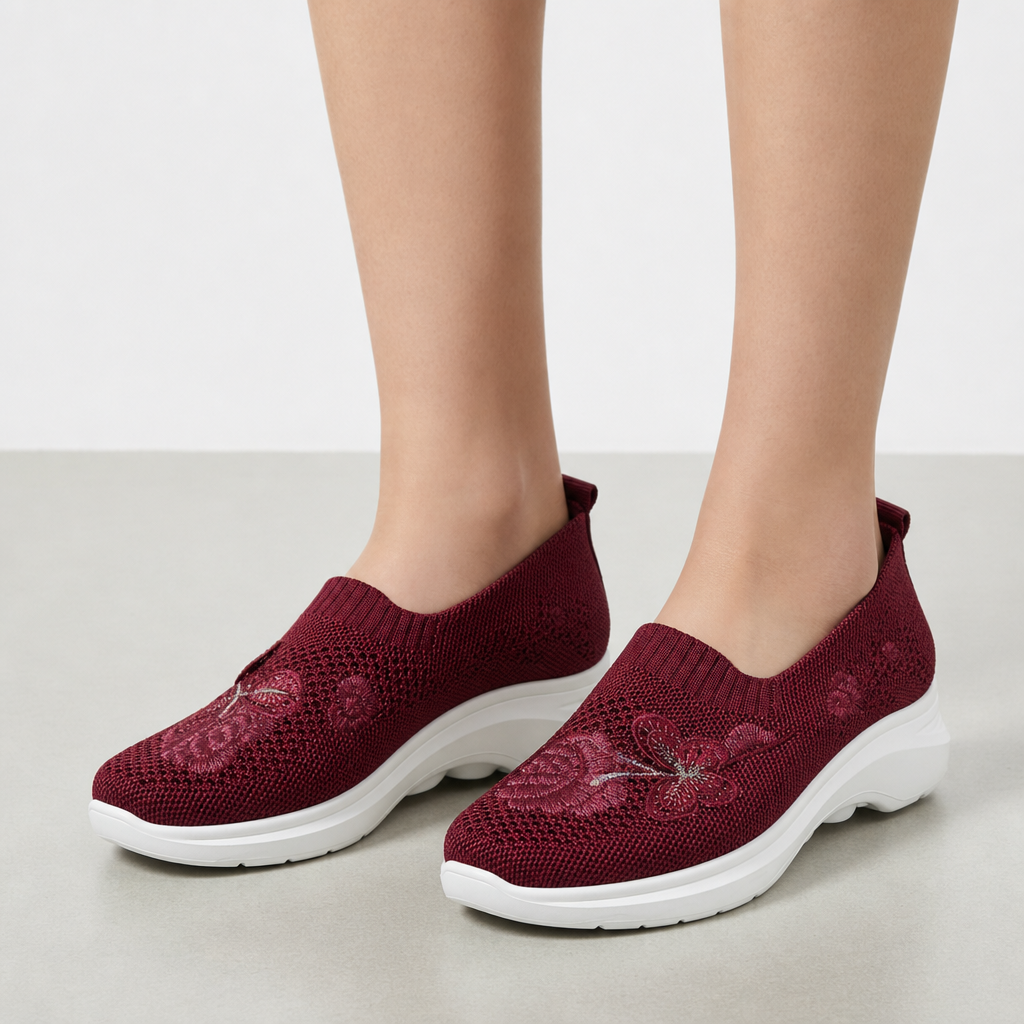 Valldemossa Embroidered Knit Slip-Ons