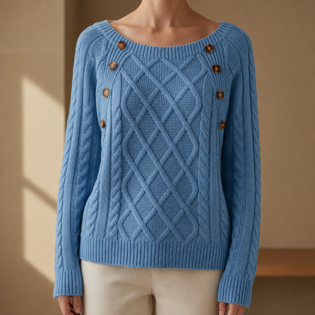 Porquerolles Cable Knit Button Sweater