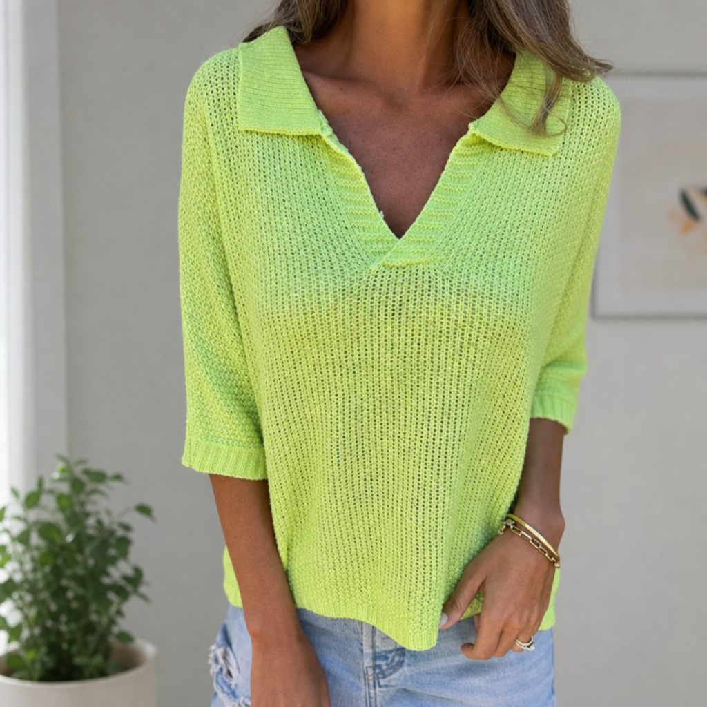 Oviedo Collared Knit Sweater Top