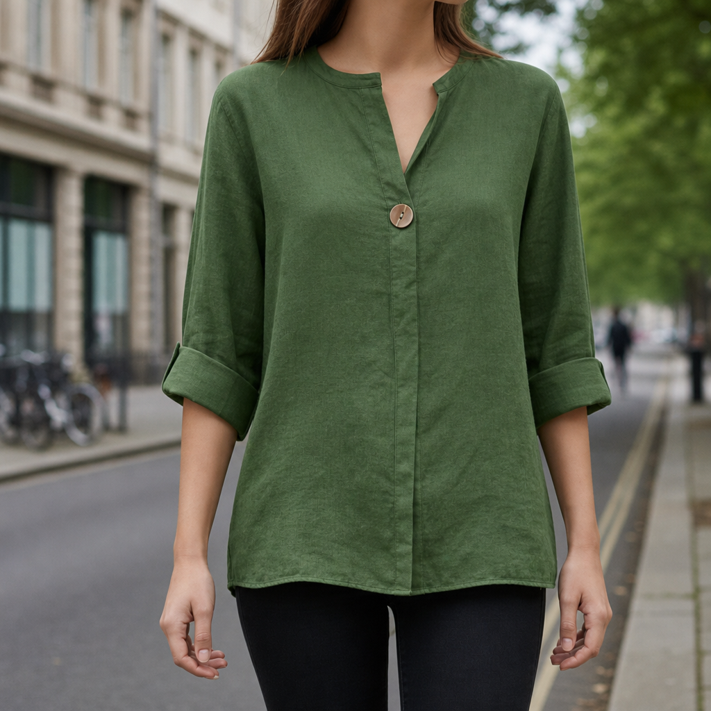 Amorgos Linen V-Neck Blouse