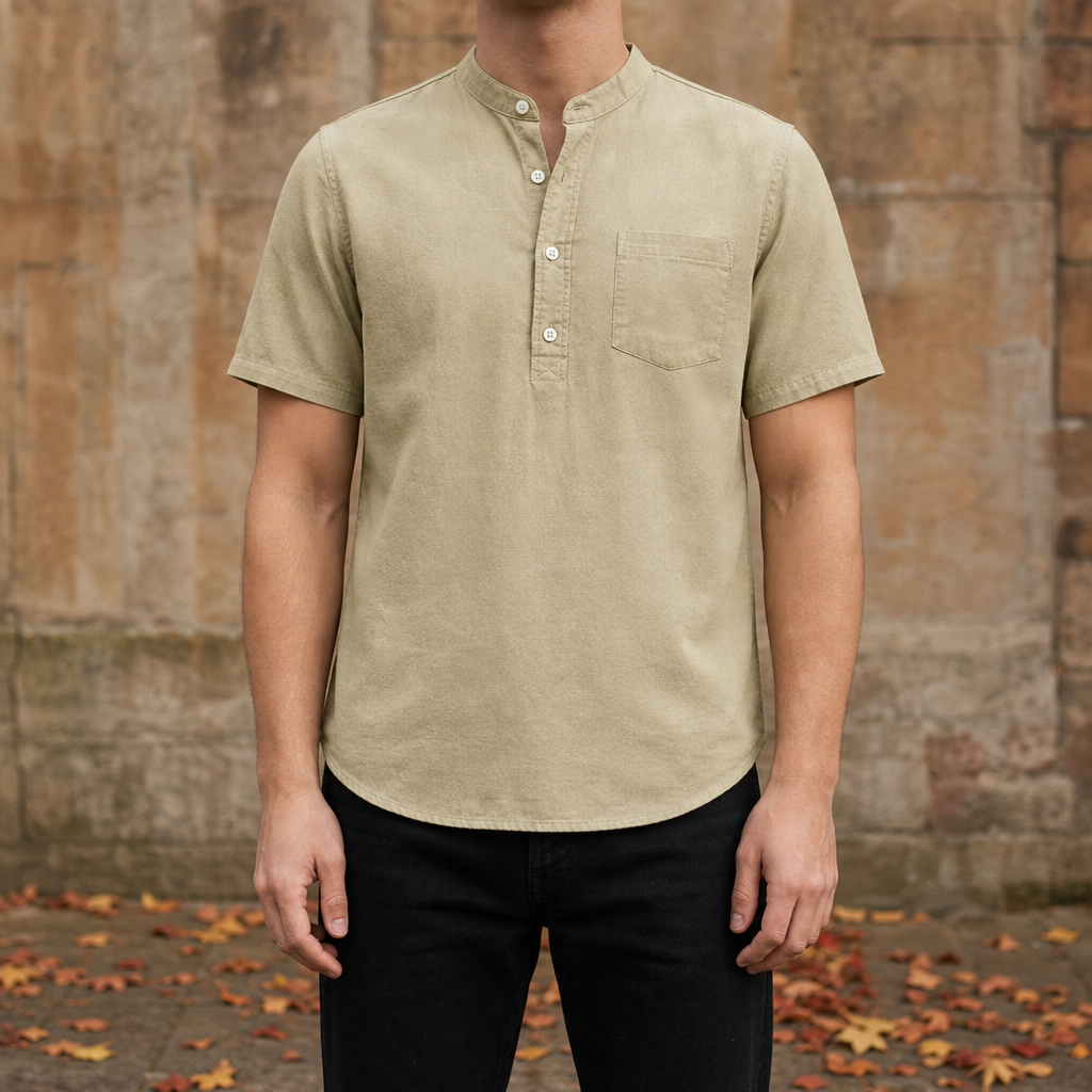 Cortona Band Collar Casual Shirt