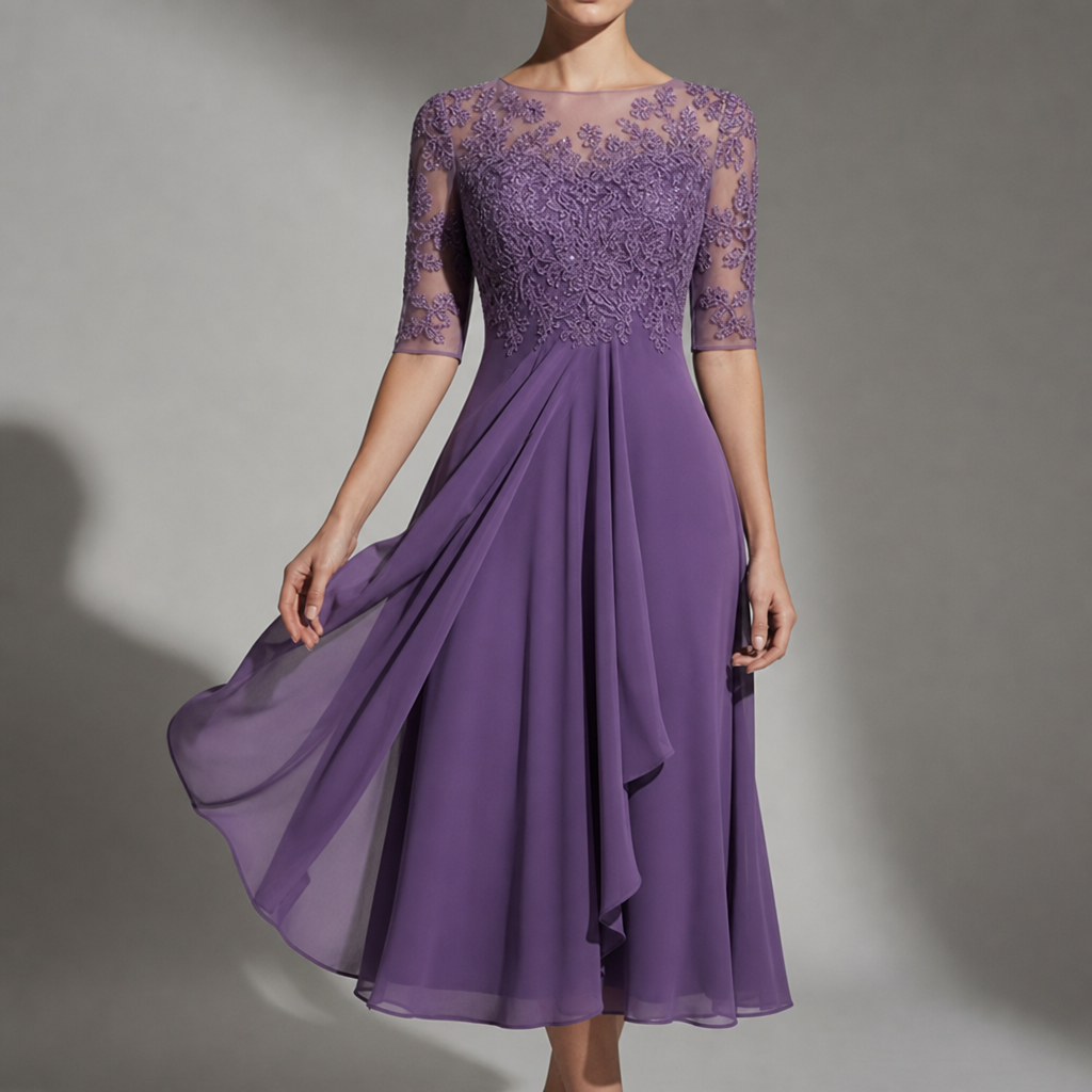 Sagres Lace Chiffon Midi Dress