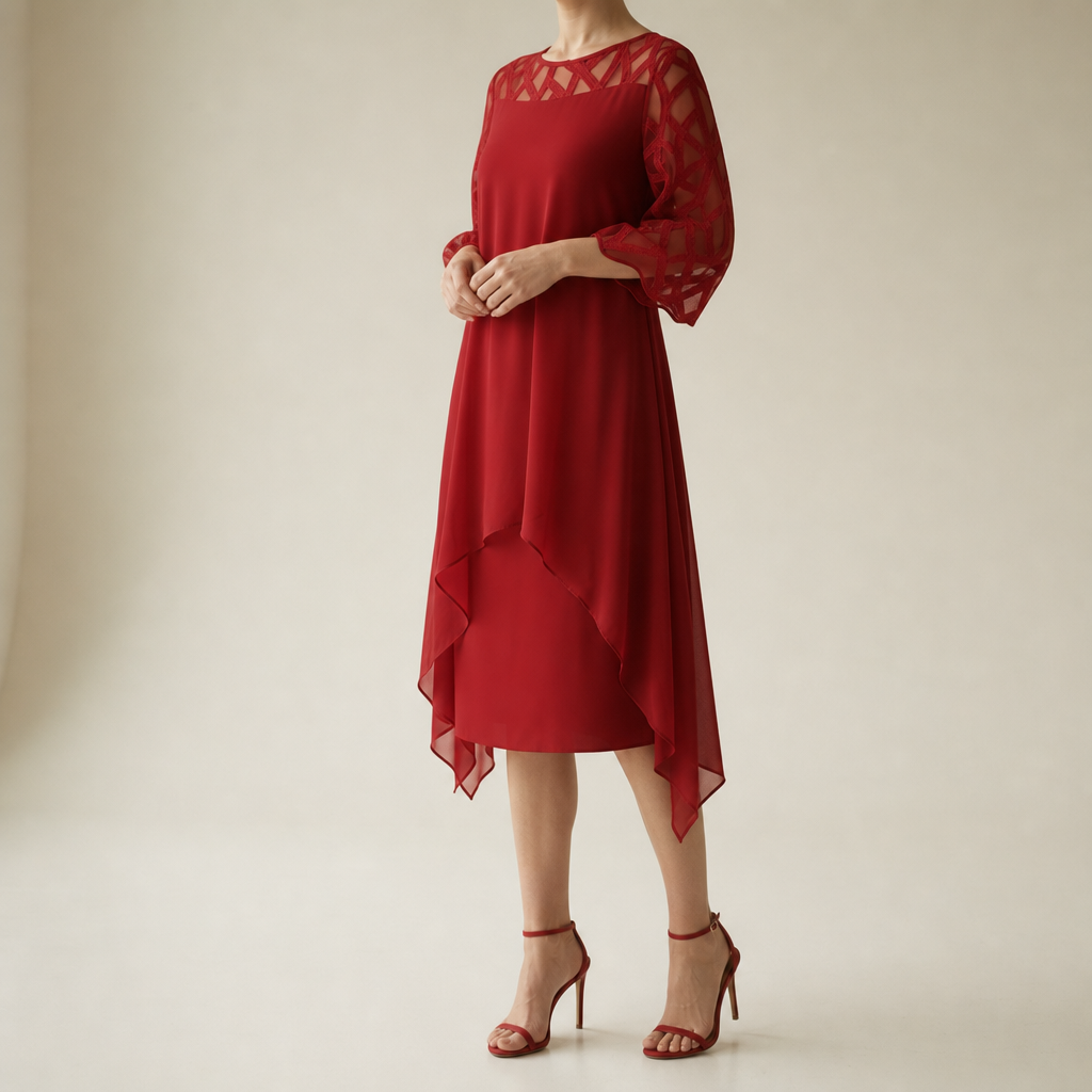Olhao Lace Overlay Chiffon Dress