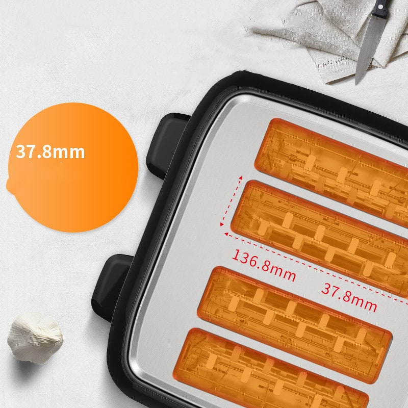 4 Slice Toaster Oven with Dual Controls Stainless Steel Top and Protective Cover Four