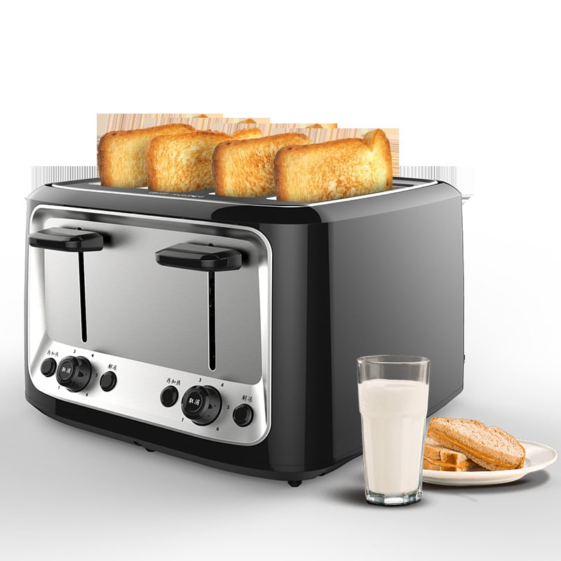 4 Slice Toaster Oven with Dual Controls Stainless Steel Top and Protective Cover Four