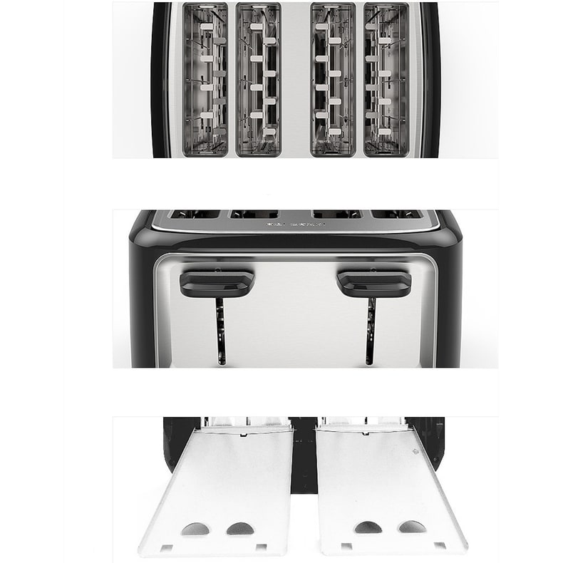4 Slice Toaster Oven with Dual Controls Stainless Steel Top and Protective Cover Four