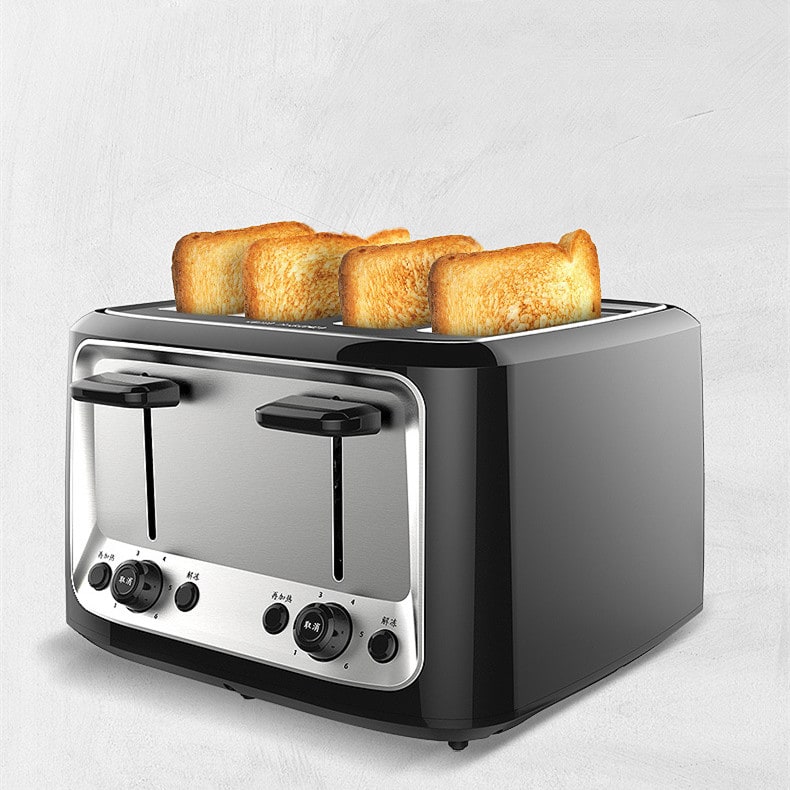 4 Slice Toaster Oven with Dual Controls Stainless Steel Top and Protective Cover Four