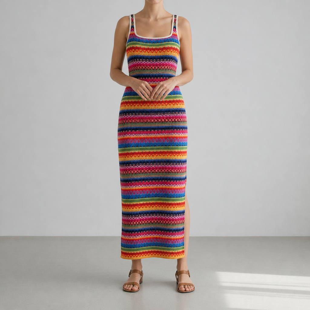 Saint Tropez Boho Stripe Knit Dress
