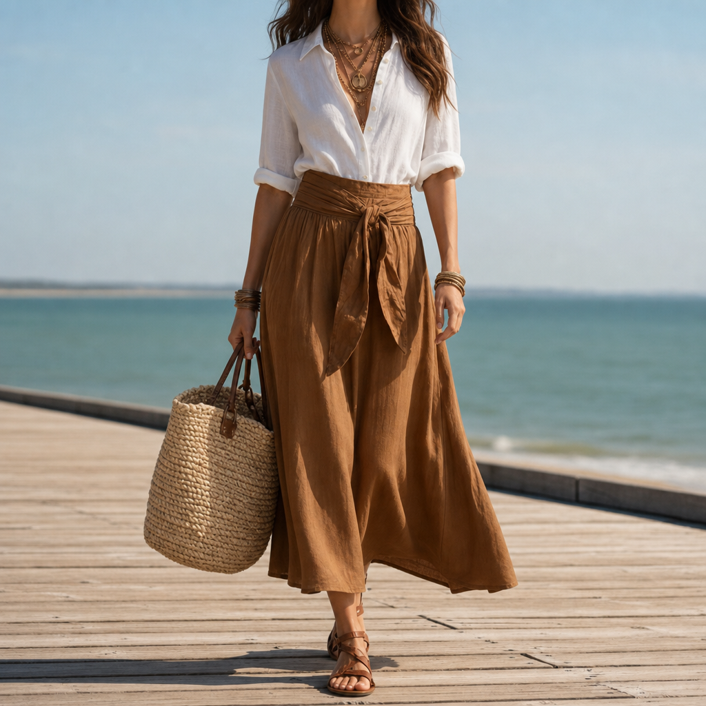 Beaulieu Linen Shirt Skirt Set