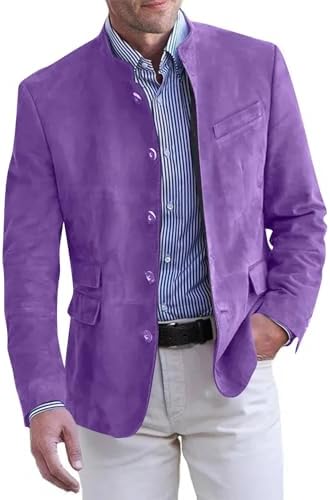 Men’s Stand-Collar Casual Blazer – Regular-Fit Button-Front Tailored Jacket for Business Office Dinners Events Travel and Smart Everyday Styling