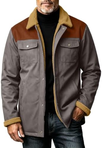 Men’s Sherpa-Lined Utility Winter Jacket – Multi-Pocket Button-Front Outdoor Layer with Warm Collar for Travel Weekend Work and Everyday Cold-Weather Styling