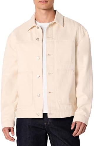 Men’s Relaxed Fit Denim Utility Jacket – Button-Up Workwear Style with Multiple Pockets for Casual Everyday Layering