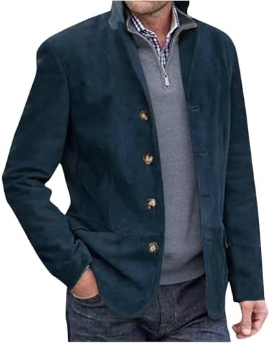 Men’s Stand-Collar Casual Blazer – Regular-Fit Button-Front Tailored Jacket for Business Office Dinners Events Travel and Smart Everyday Styling