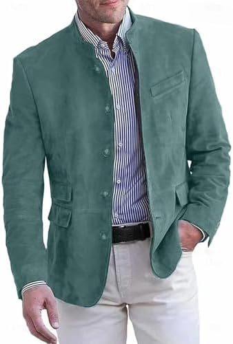 Men’s Stand-Collar Casual Blazer – Regular-Fit Button-Front Tailored Jacket for Business Office Dinners Events Travel and Smart Everyday Styling