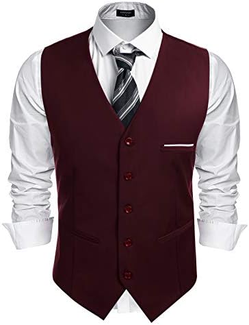 Men’s Classic Slim Fit Formal Waistcoat – Tailored V-Neck Buttoned Suit Vest with Practical Pockets for Weddings Business and Smart Casual Occasions