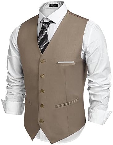 Men’s Classic Slim Fit Formal Waistcoat – Tailored V-Neck Buttoned Suit Vest with Practical Pockets for Weddings Business and Smart Casual Occasions
