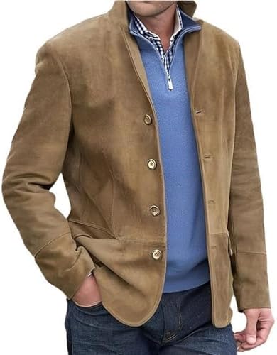 Men’s Stand-Collar Casual Blazer – Regular-Fit Button-Front Tailored Jacket for Business Office Dinners Events Travel and Smart Everyday Styling