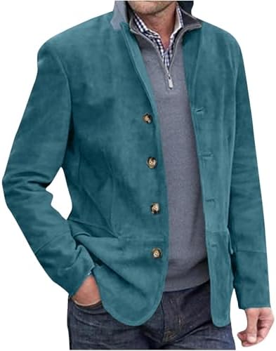 Men’s Stand-Collar Casual Blazer – Regular-Fit Button-Front Tailored Jacket for Business Office Dinners Events Travel and Smart Everyday Styling