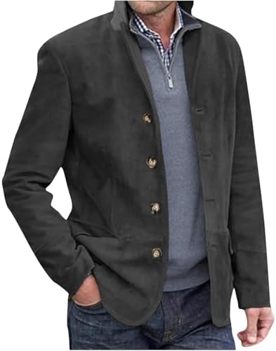 Men’s Stand-Collar Casual Blazer – Regular-Fit Button-Front Tailored Jacket for Business Office Dinners Events Travel and Smart Everyday Styling