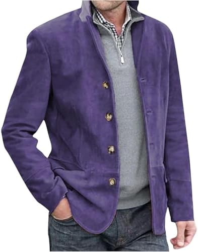 Men’s Stand-Collar Casual Blazer – Regular-Fit Button-Front Tailored Jacket for Business Office Dinners Events Travel and Smart Everyday Styling