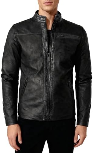 Men’s Minimalist Stand-Collar Leather Jacket – Clean Zip-Front Short Layer with Streamlined Pockets for Autumn Travel Weekend Smart Casual City Wear and Everyday Styling