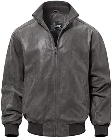 Men’s Genuine Leather Bomber Jacket – Ribbed Stand-Collar Casual Layer for Autumn Travel Weekend and Smart Casual Wear