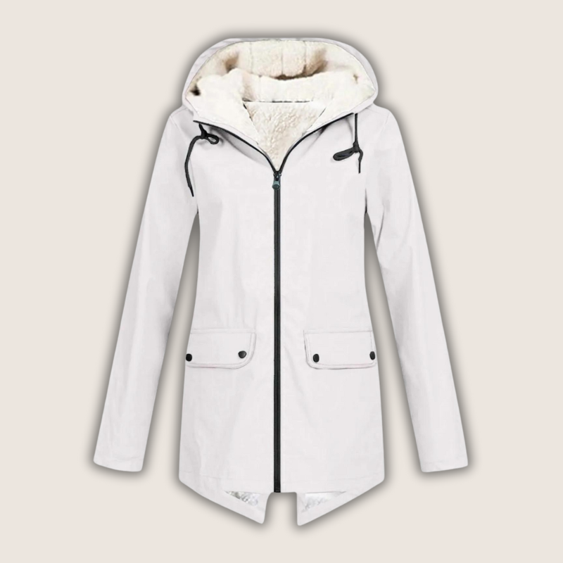 Women's Rain Jacket with Windproof Design and Waterproof Fabric