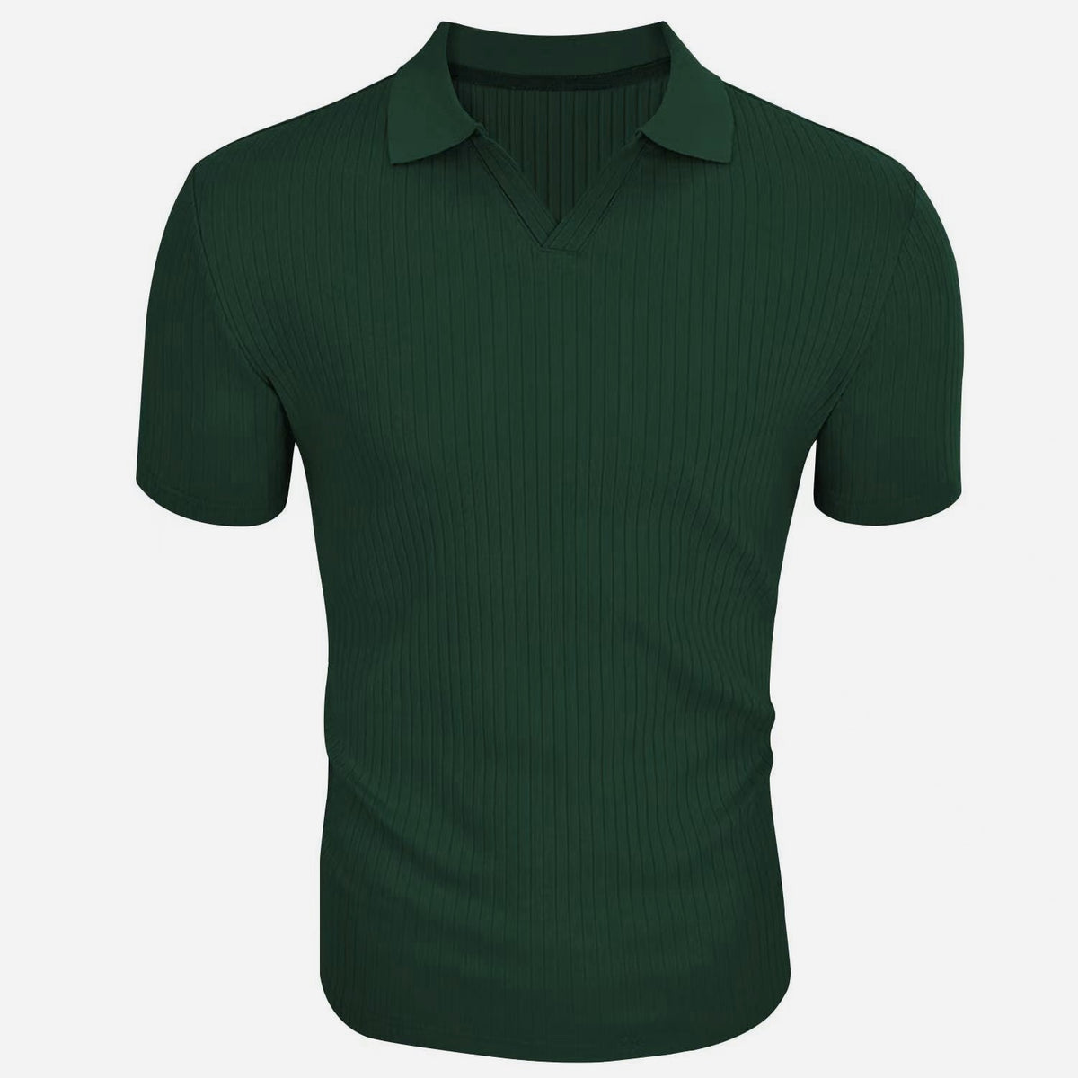 Men's Textured Polo Shirt | Short Sleeve Fitted Knit Top