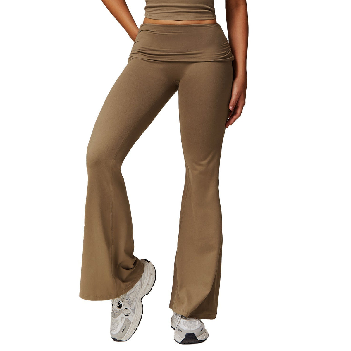 Women's Fold-Over Waist Flared Trousers