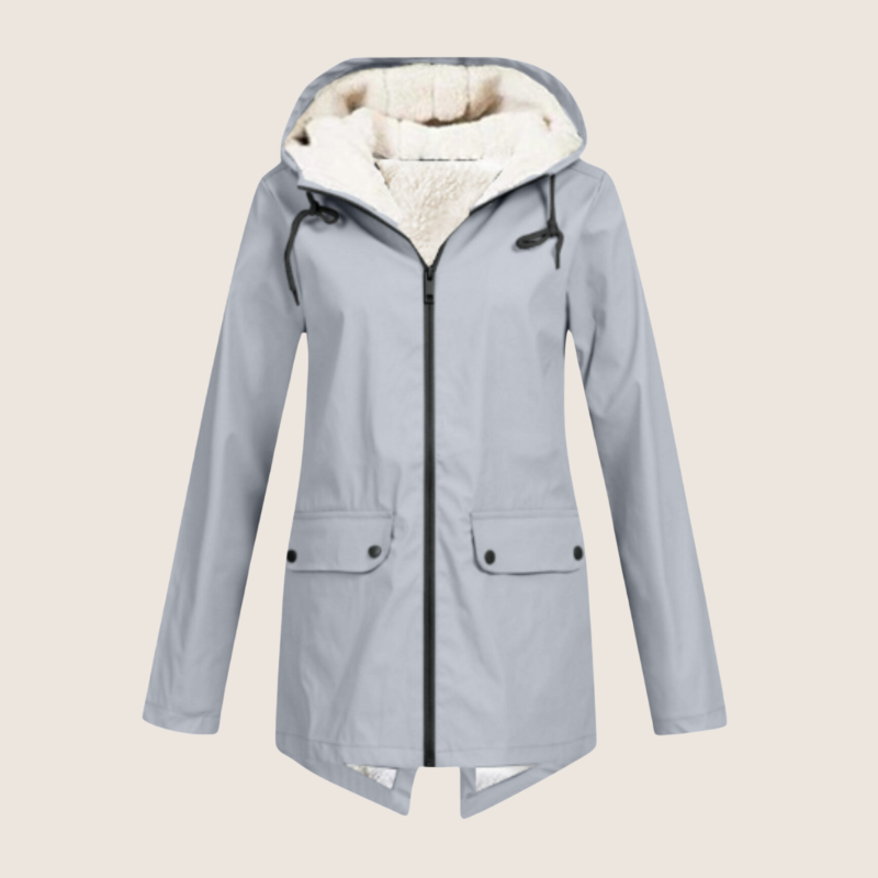 Women's Rain Jacket with Windproof Design and Waterproof Fabric