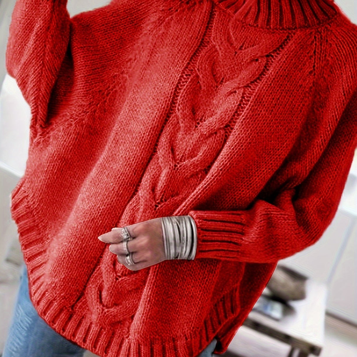 Gwendolyn | Cable Knit High Neck Winter Turtleneck Sweater