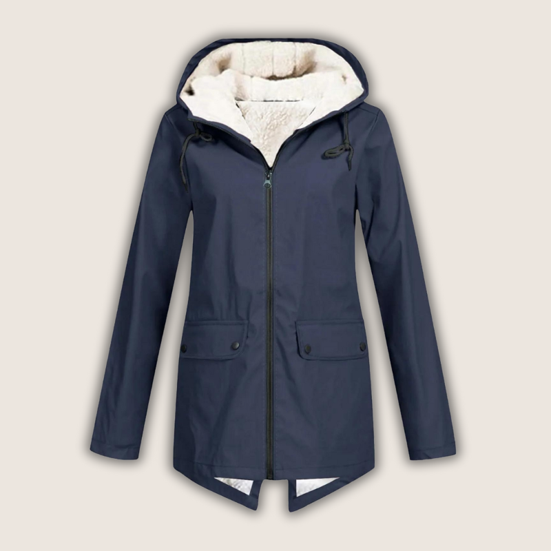 Women's Rain Jacket with Windproof Design and Waterproof Fabric