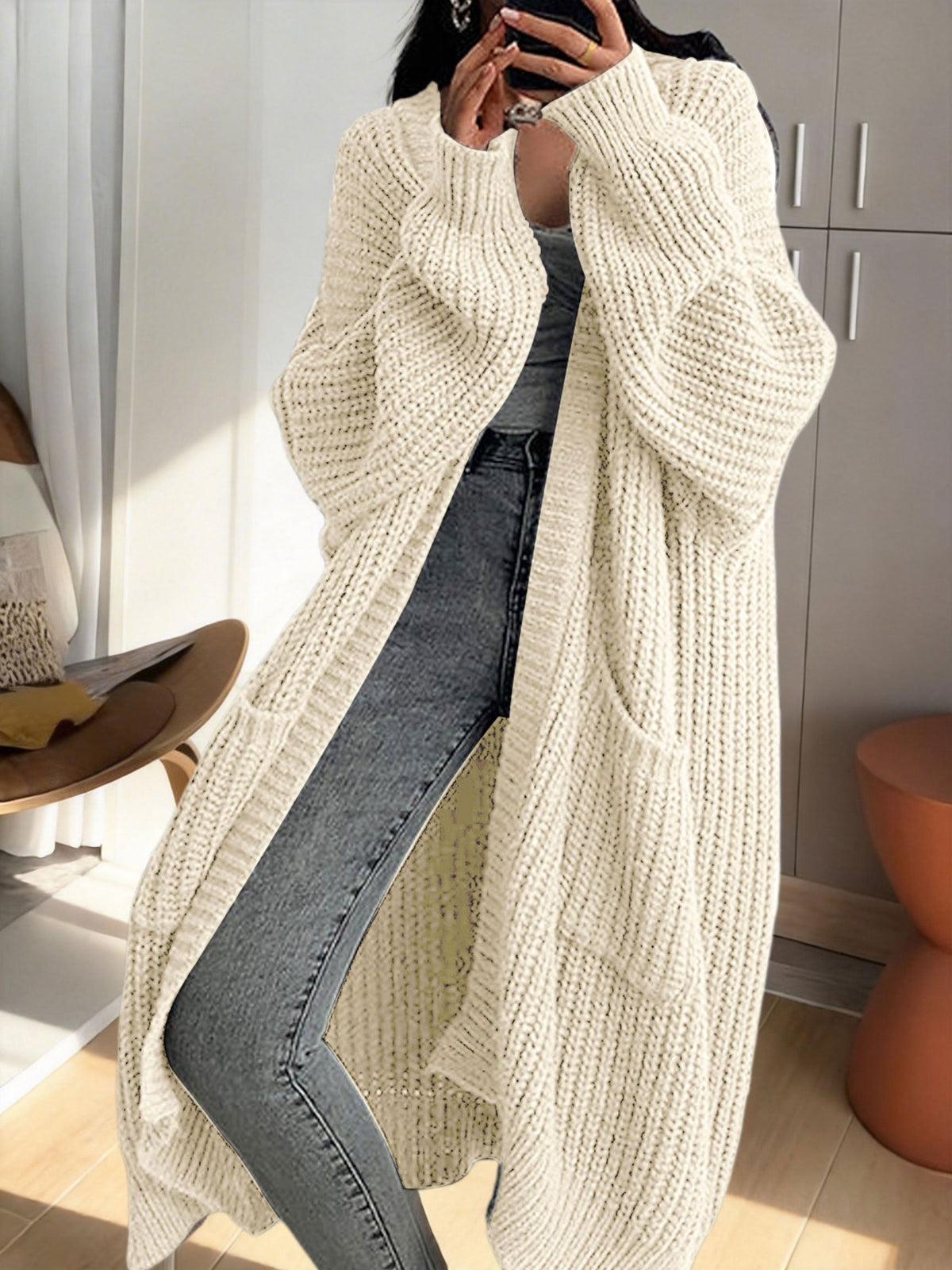 Noelle | Oversized Longline Duster Pockets Cardigan