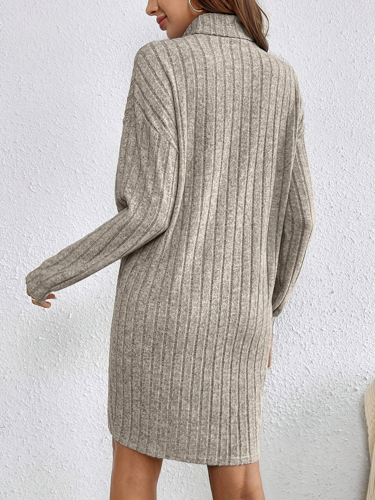 Florence | Turtleneck Ribbed Knit Bodycon Midi Sweater Dress