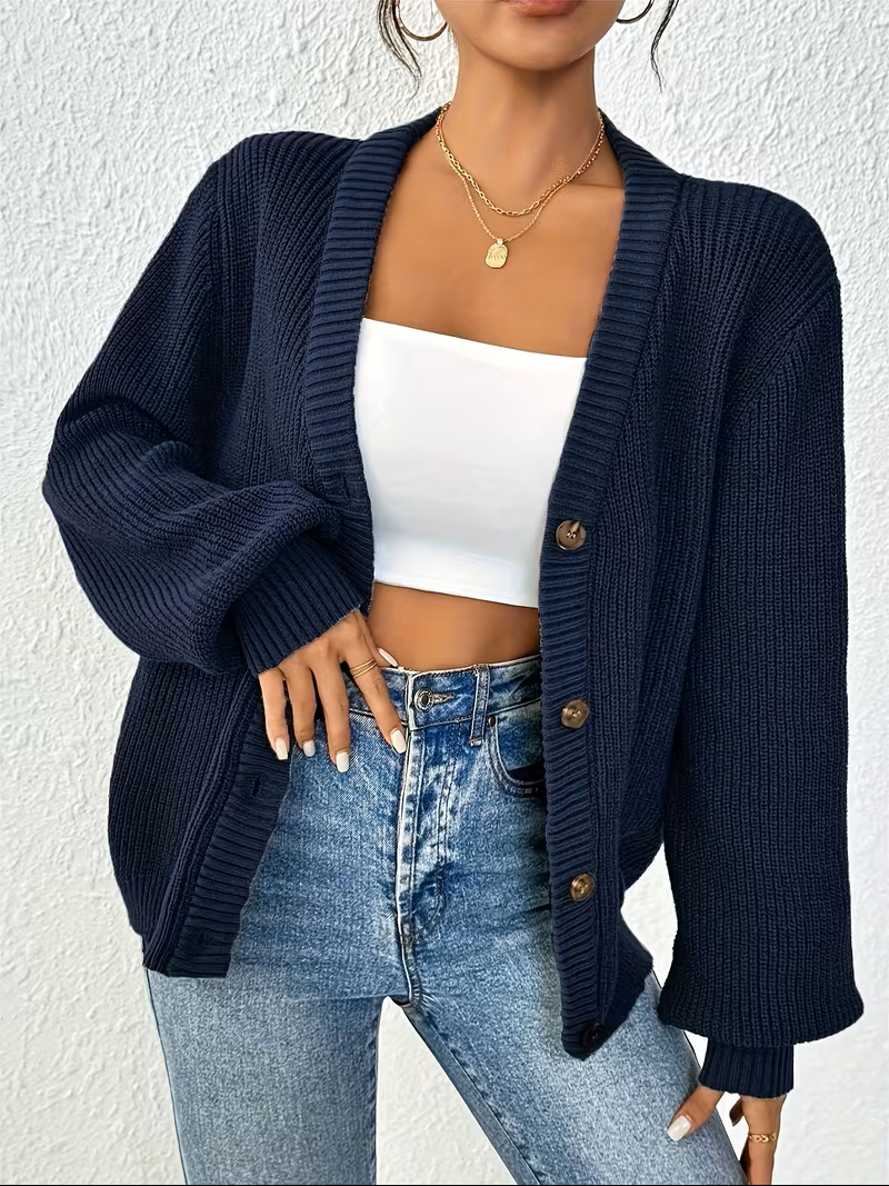 Maribel | Oversized Relaxed Button-Front Chunky Knit Cardigan