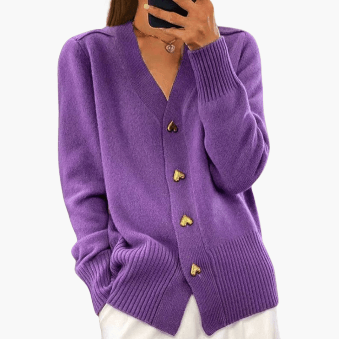 Isolde | Button-Up Heart Button Details Cardigan