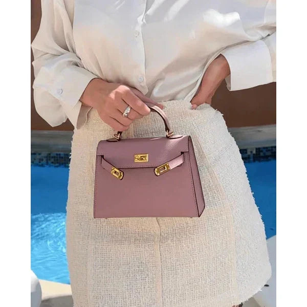 Fiorenza Top Handle Flap Vegan Leather Handbag - Compact Crossbody with Detachable Strap