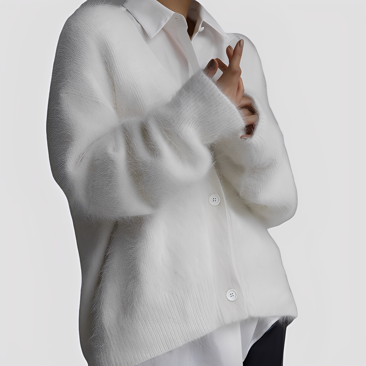 Lavena - Comfortable sweater with button placket