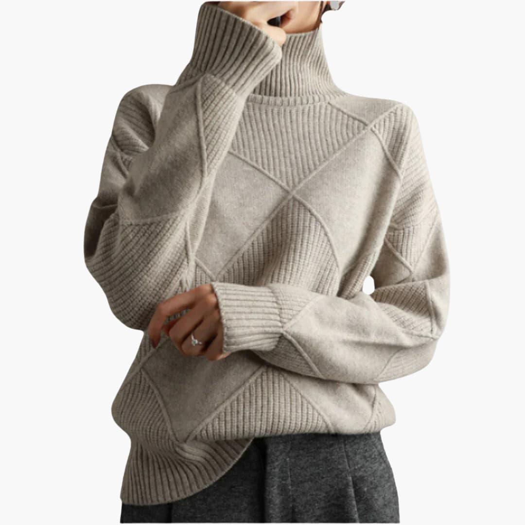 Selah | Ribbed Fitted Silhouette Turtleneck Sweater