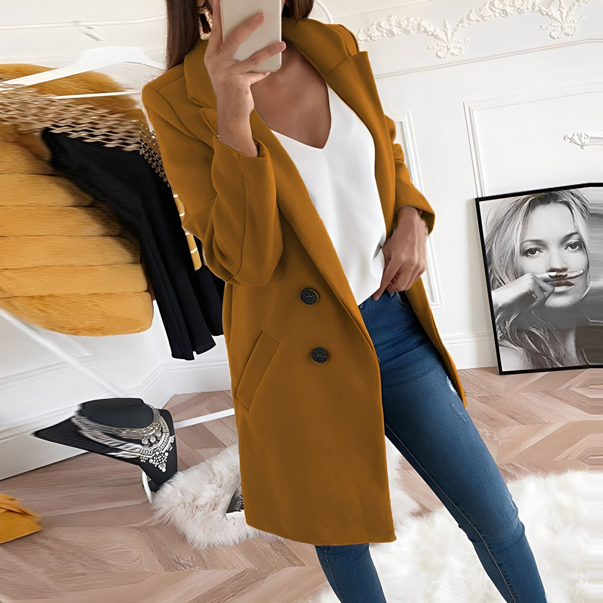 Chantal - Stylish long winter coat women