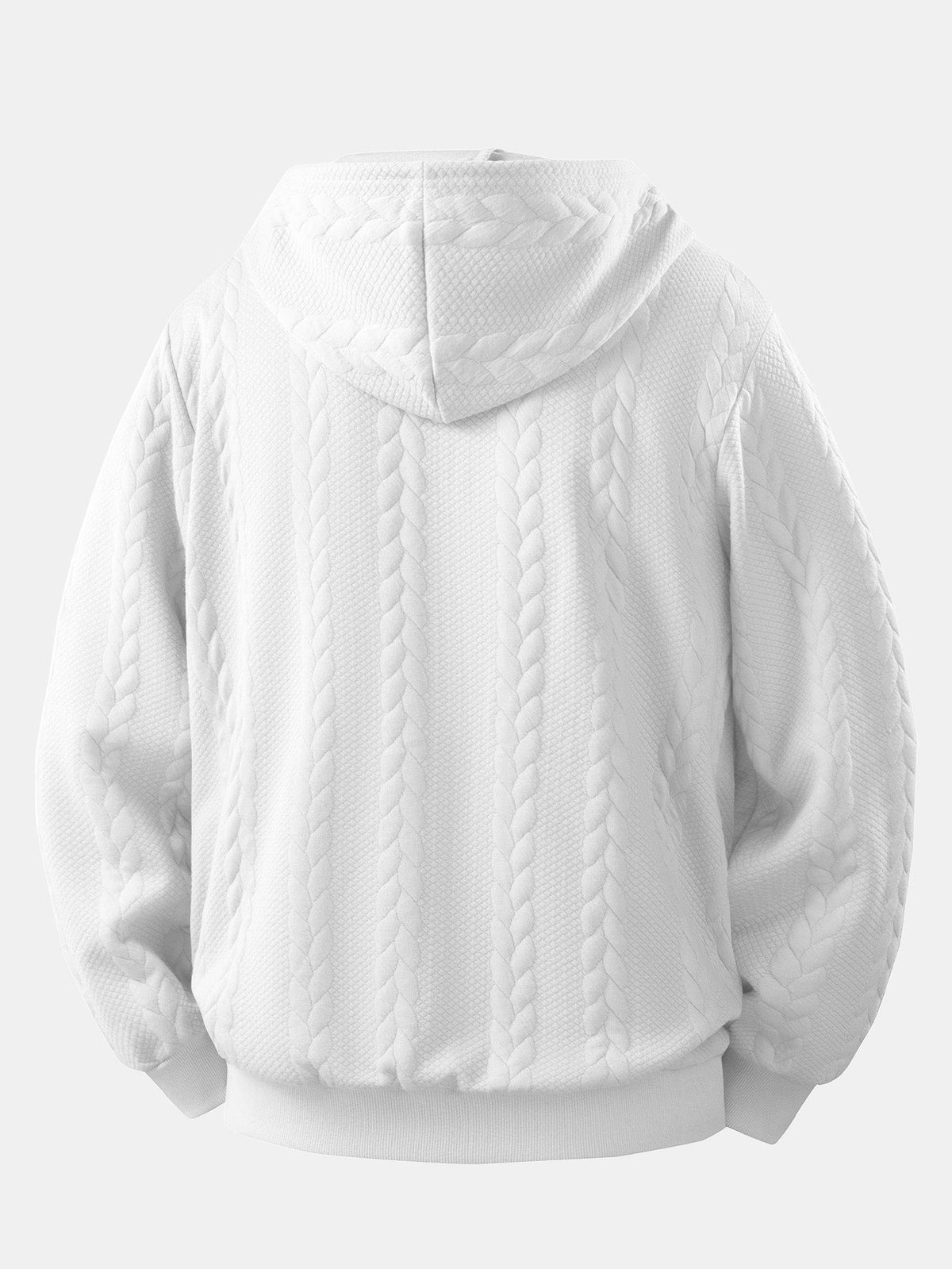 Men's Cable Jacquard Zip-Up Hoodie – Textured Long Sleeve Hooded Sweatshirt with Drawstrings and Pockets for Casual Everyday Wear