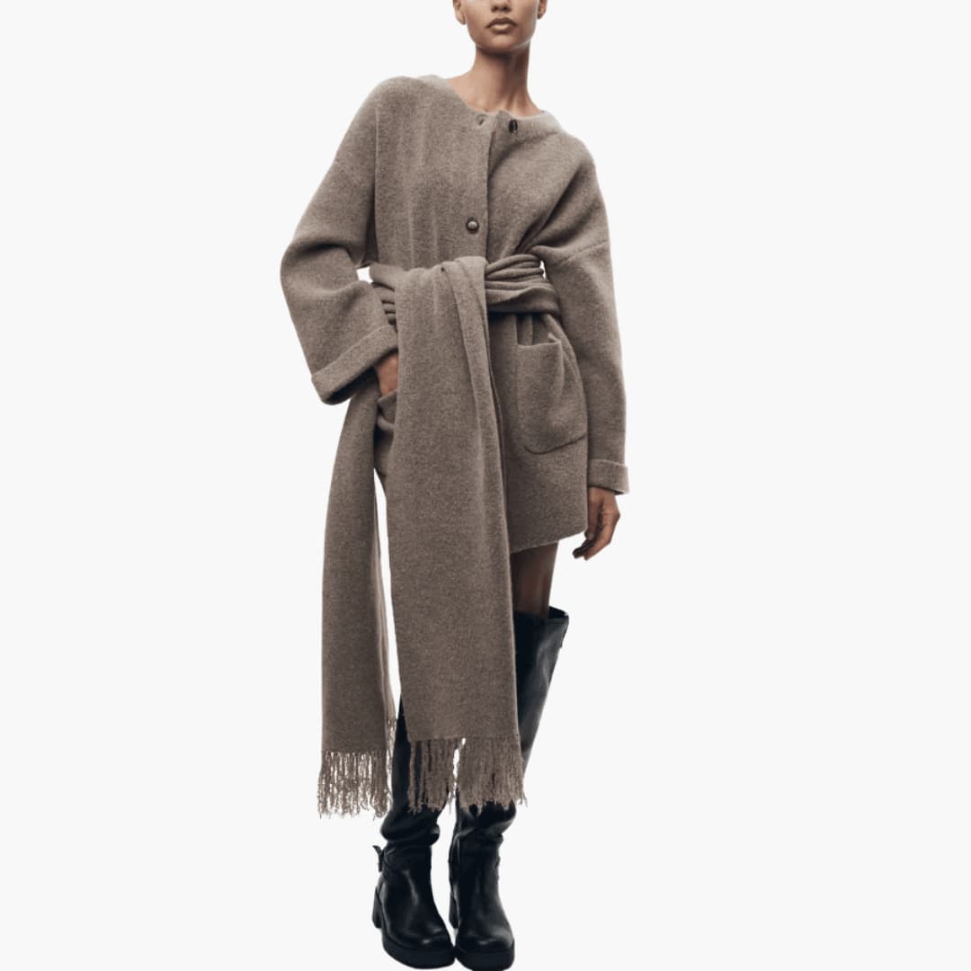 Viola | Button-Up Matching Scarf Cardigan