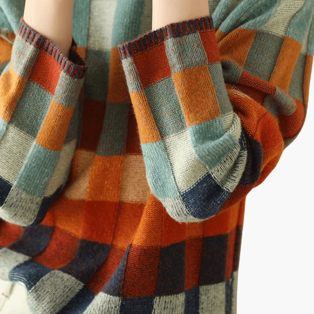 Anthea | Patchwork Ribbed Cuffs Turtleneck Sweater