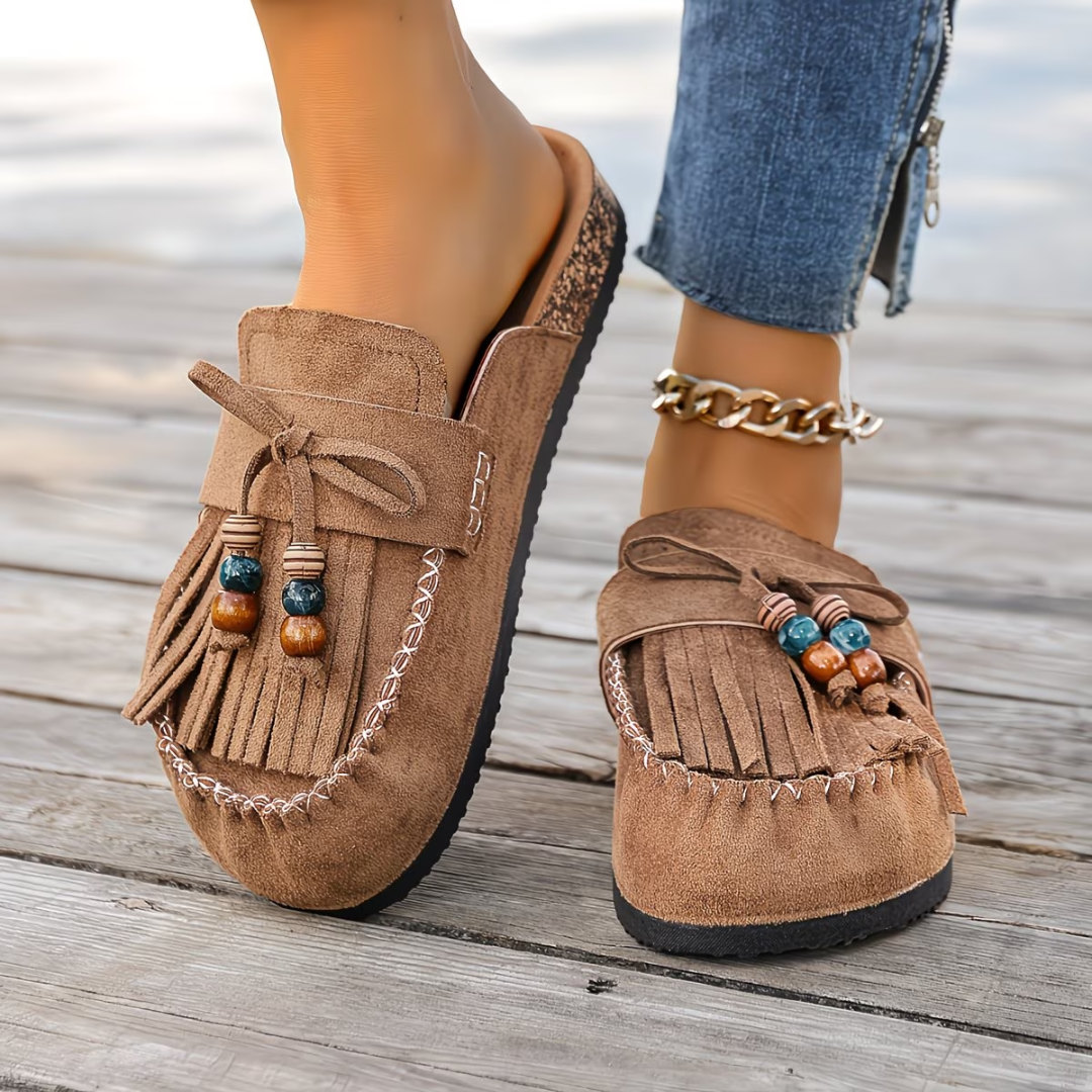 Mehra | Fringe Tassel Slip-On Clogs