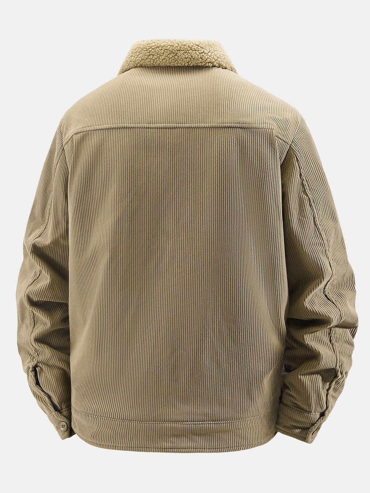 Men's Teddy Fleece-Lined Corduroy Jacket – Warm Button-Up Winter Outerwear with Sherpa Collar and Utility Pockets
