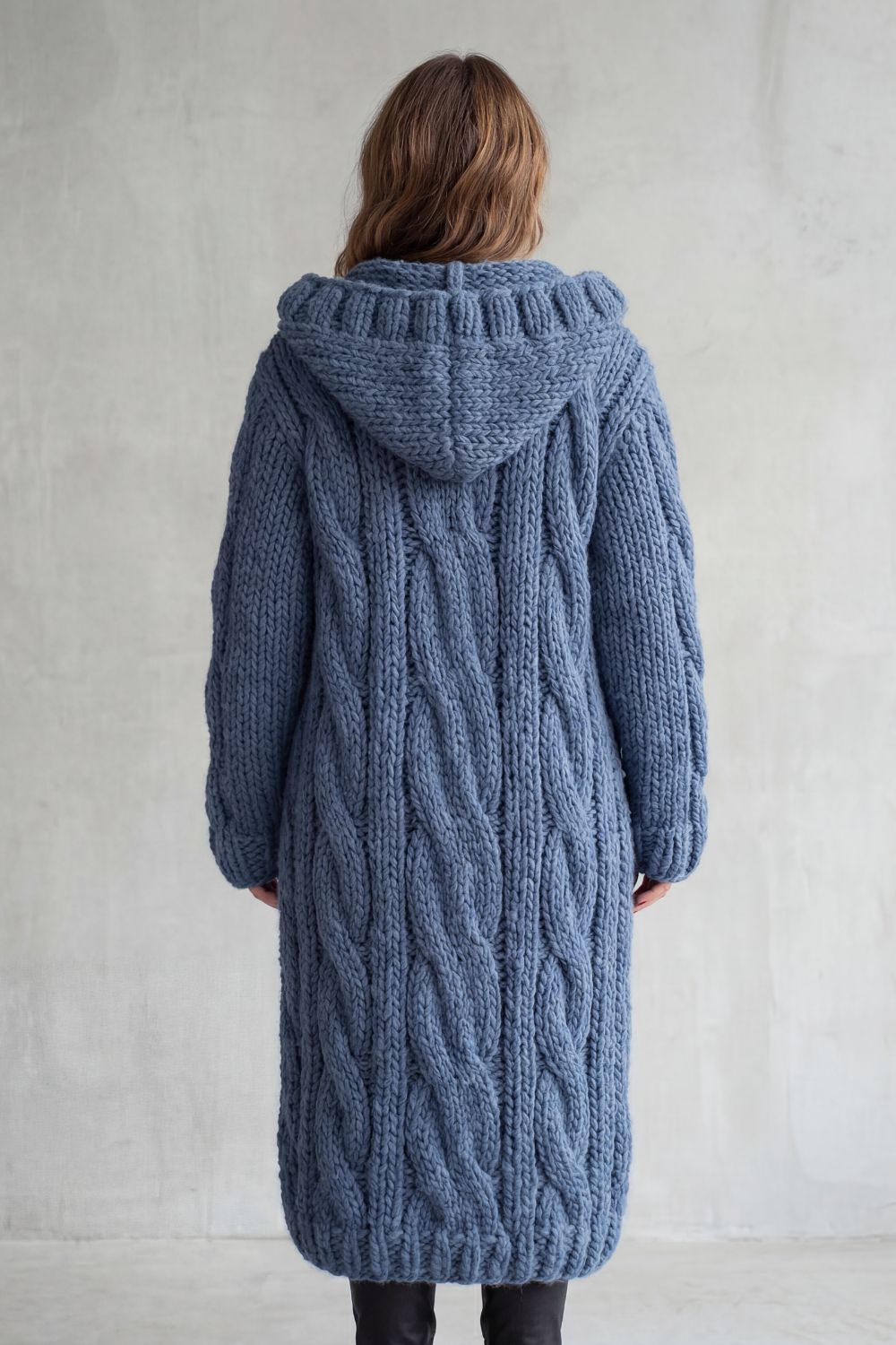 Women’s Chunky Knit Longline Hooded Cardigan
