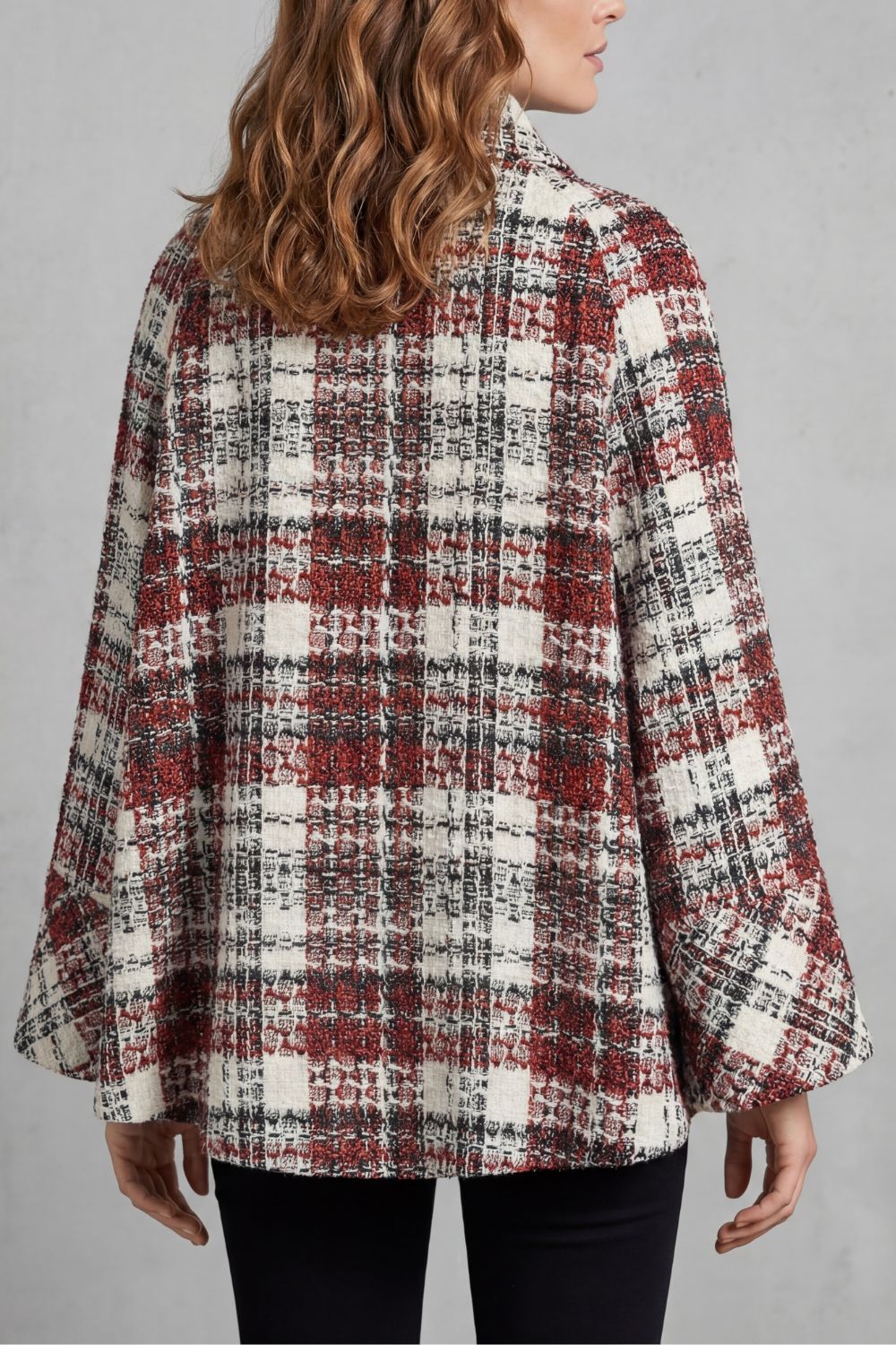 Women’s Check Double-Breasted Funnel Neck Coat